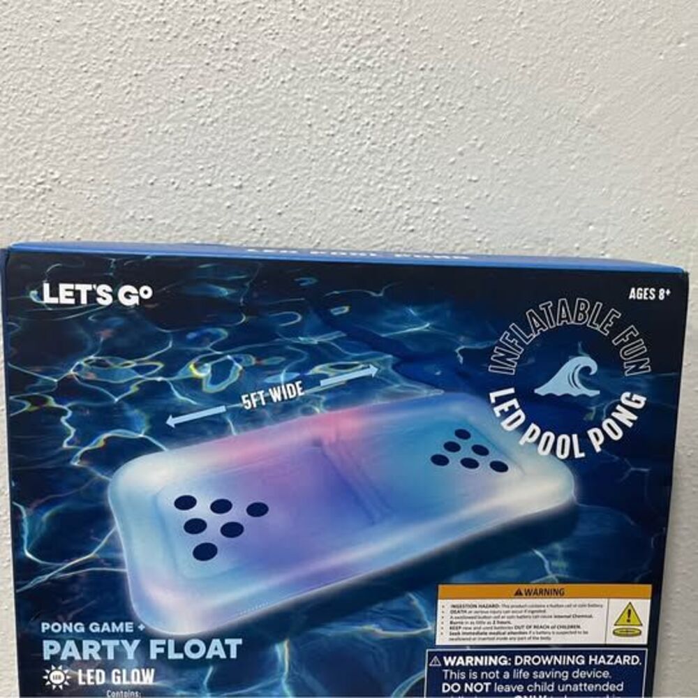 Let's Go Inflatable LED Pool Pong Party Float 5ft Wide Glow Beer Pong New In
Box